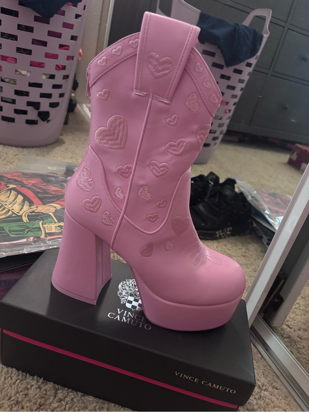 Sugar Thrills Pink Heart Platform Ankle Boot - Picture 2 of 6